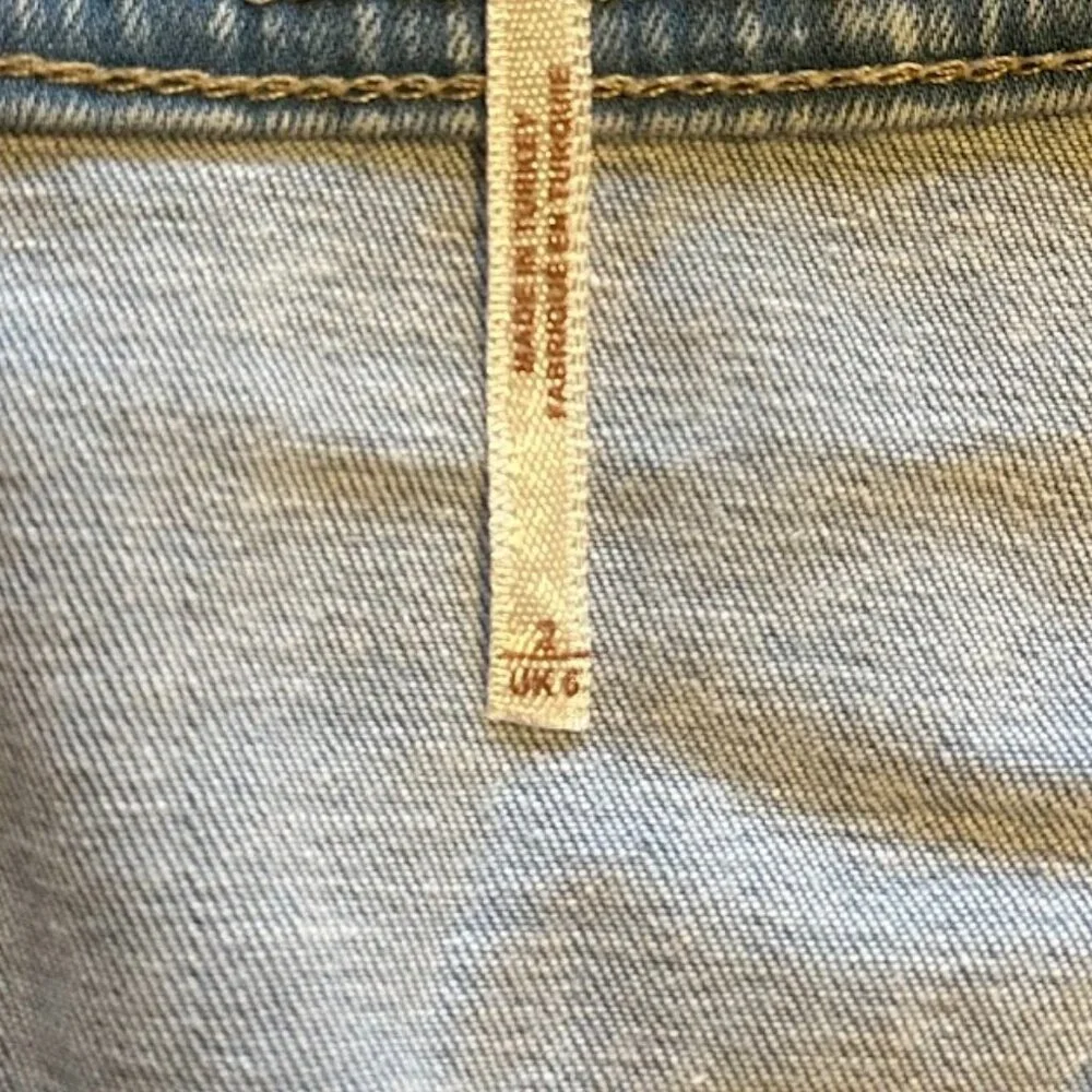 Free People Blue Denim Overall Dress Size 2 Light Wash - Picture 4 of 5